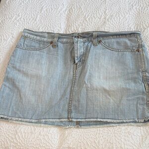 Lucky Brand Light Blue Denim Mini Skirt with Raw Hem